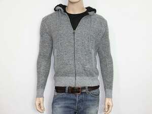 Buffalo David Bitton Knit Fleece Sherpa Hoodie Zip Sweater Jacket Gray/Black (M)